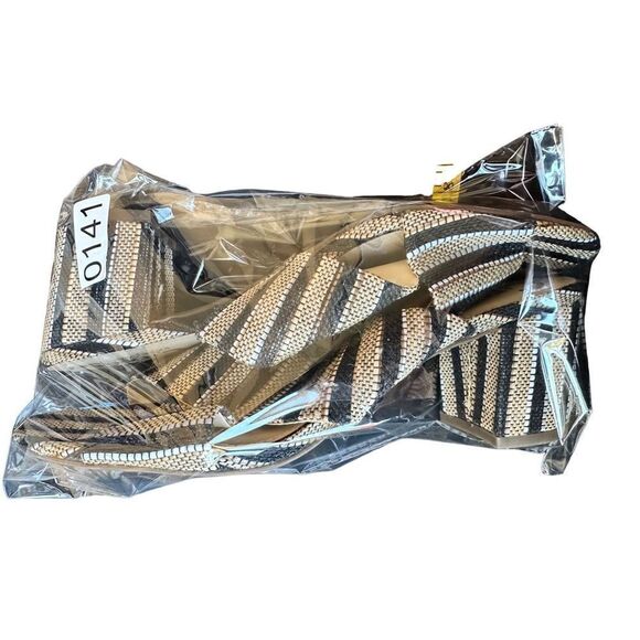 Sam Edelman Black and Tan Rattan Weave Slide Sandals - Picture 11 of 11